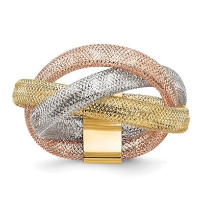 14 Karat dreifarbiger Gold flexibler Ring feiner Schmuck Größe NA