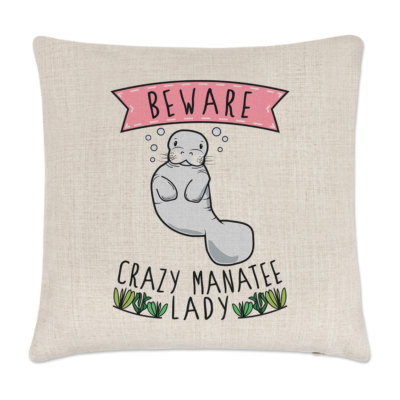 Gift Base Copricuscino In Lino 'Beware Pazzo Lamantino' - 40x40 Cm, Stampa Su Un Lato