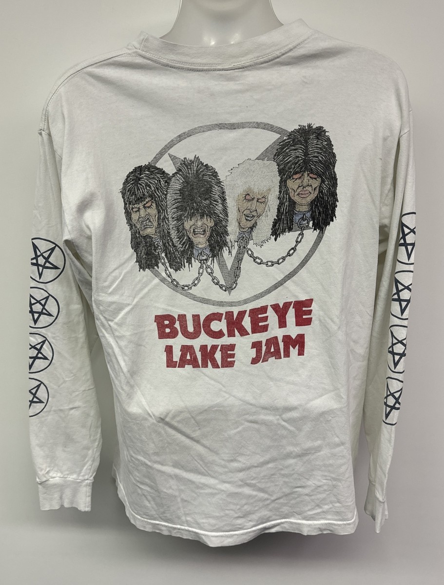 Motley Crue Men's Long Sleeve T-Shirt 1990 Buckeye Lake Jam VTG