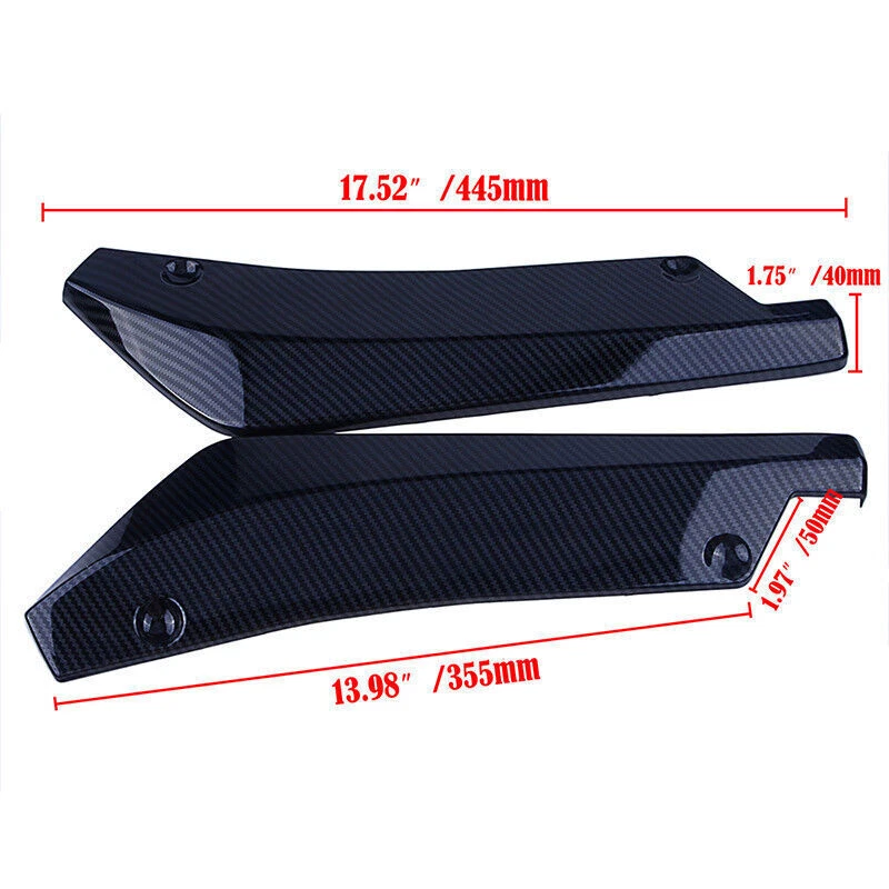 2 piezas de fibra de carbono faldón lateral trasero alerón parachoques labio moldura de ala universal nuevo, Foto 2 de 4