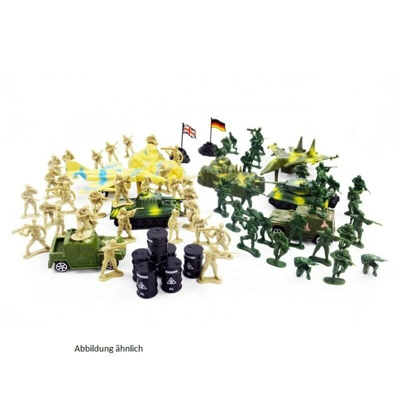 SIVA Plastik Militär Figuren Set mit 76 Teilen Soldaten Panzer Fahrzeuge Diorama