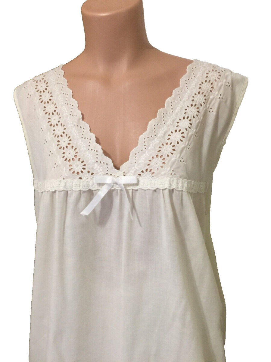 Women's Plus knight gown baby doll lace cotton blend batiste light beige 1X?