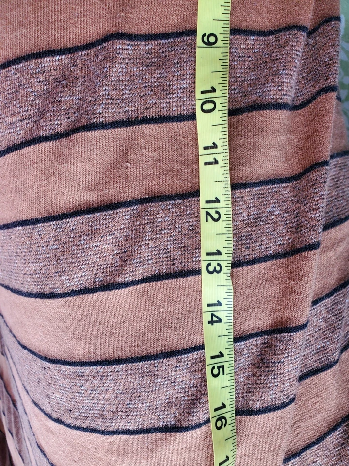 Tecido de algodão listrado de malha vintage marrom sem marca 106 x 56 - Imagem 2 de 4