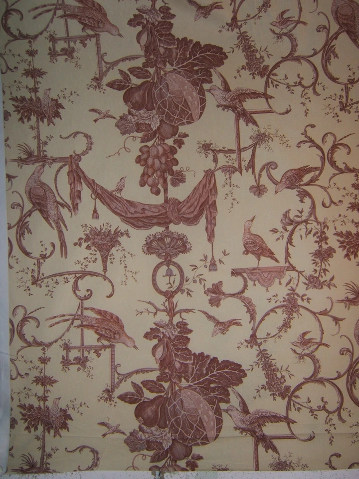 Brunschwig & Fils, Kininvie, Bird Toile, BTY, color canela sobre rafia  Foto 2 de 3