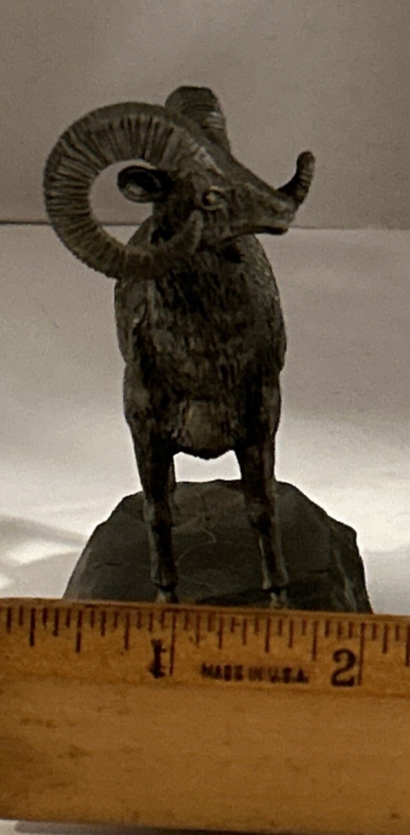 Vintage Hudson Pewter Bighorn Sheep Signed H. Wilson Pewter Figure