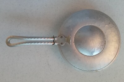 Vintage Aluminum Silent Butler Crumb Catcher Hinged with Engraved Flowers 11''