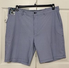 NWT Roundtree Yorke Performance sz 42 blue white classic fit golf shorts mens