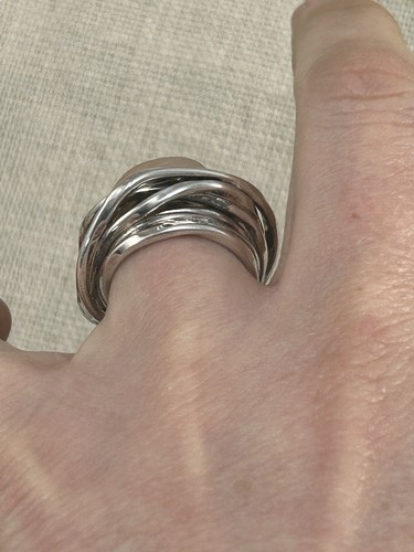 VINTAGE 1990s silver wide multi band ring size O 925 - Picture 16 of 22