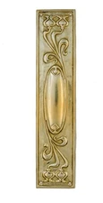 Antique Art Nouveau Brass Push Plate – Whiplash Lilies & Tulip Design Door