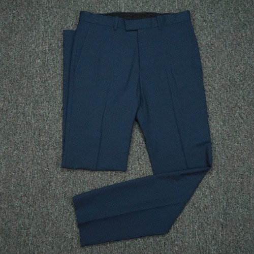 Theory Hose Herren 28x32 blau meliert Wolle Stretch flache Vorderseite leicht *