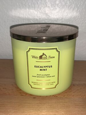 (1) NEW Bath & Body Works White Barn Eucalyptus Mint Scented Large 3-wick Candle