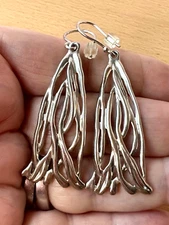 HAGIT GORALI 925 STERLING SILVER SCULPTED LONG DANGLE DROP EARRINGS BRAND NEW