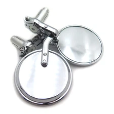 Chrome Foldable Universal Motorcycle Round 1" 25 mm Handle Bar End Side Mirrors