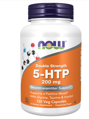 NOW Foods 5-HTP 200 mg Neurotransmitter Support Hydroxytryptophan 120 Cap 11/30