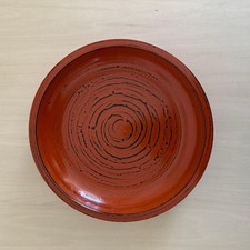 Japanisches Holz Tablett Rot Lack Rund Serviertablett Vintage