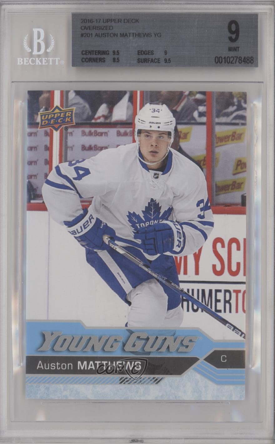 2016 Upper Deck Young Guns Jumbo Auston Matthews #201 BGS 9 MINT Rookie RC t3w
