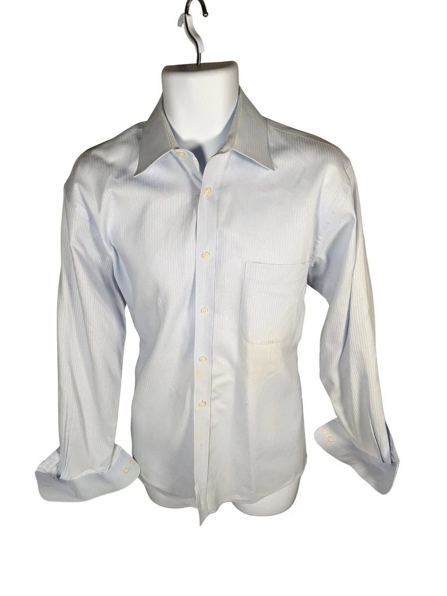 nicole miller men's dress shirts Nicole Miller Men's Blue Grey White Stripe Dress Shirt Size: 16 1/2 34-35 Large