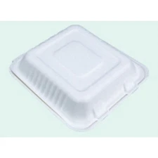 Southern Champion Tray 18930 ChampWare Molded Fiber White 3 Section Clamshell