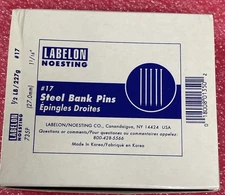 LABELON NOESTING Steel Bank Pins #17 (1-1/16")  1/2 Lb Box Straight Pins New