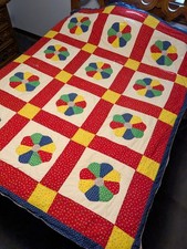 Vtg 70s Retro Fabric Handmade Dresden Multi-C...
