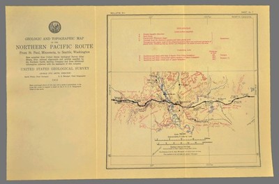 1915 Antique Northern Pacific Railroad Map Bismarck ND Mandan Burleigh County
