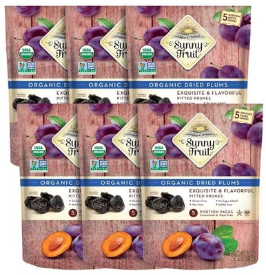 Sunny Fruit Soft Organic Prunes - 6 Bags (30 1.06 Ounce (Pack of 30)