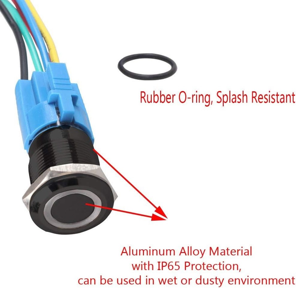 2 Pack 16mm 12V 3A Purple LED Light Push Button Toggle Switch Socket ...