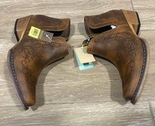Roper Ava Booties Womens Brown Faux Leather Western Snip Toe Filigree Sz 7 Wmns