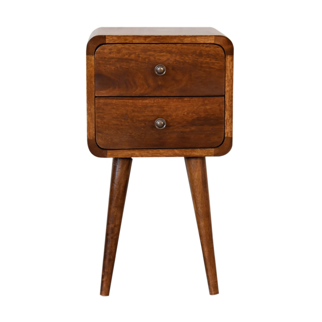 Artisan Furniture Solid Wood Mini Chestnut Curved Bedside - Brown - Image 2