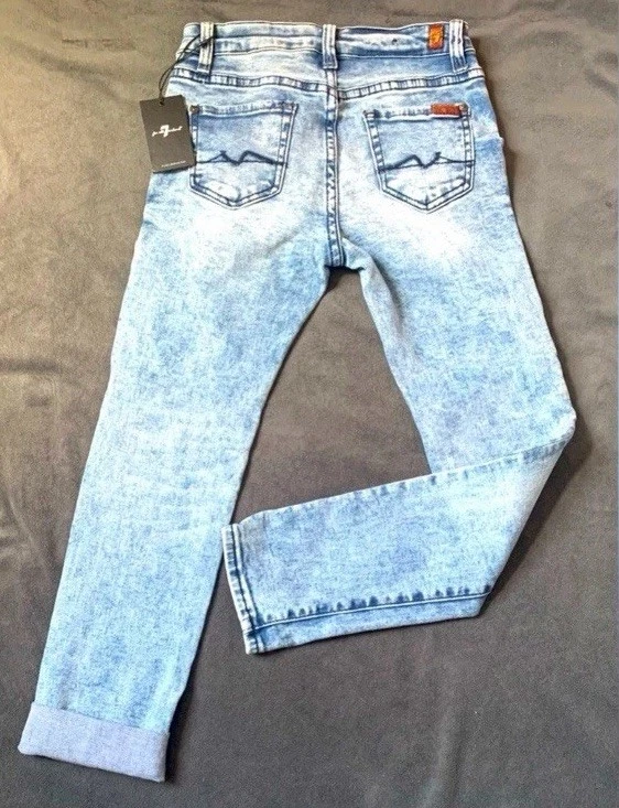 Pantalones de mezclilla ajustados lavados con ácido 7 for All Mankind para niños talla 8 Foto 4 de 4