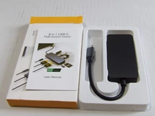 USB C Hub+ 8 in 1 Multiport Adapter Black New Open-Box