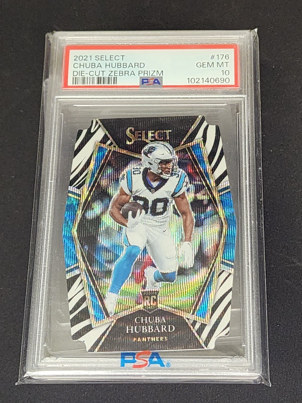Chuba Hubbard 2021 Select Die-Cut Zebra Premier PSA 10 POP 3