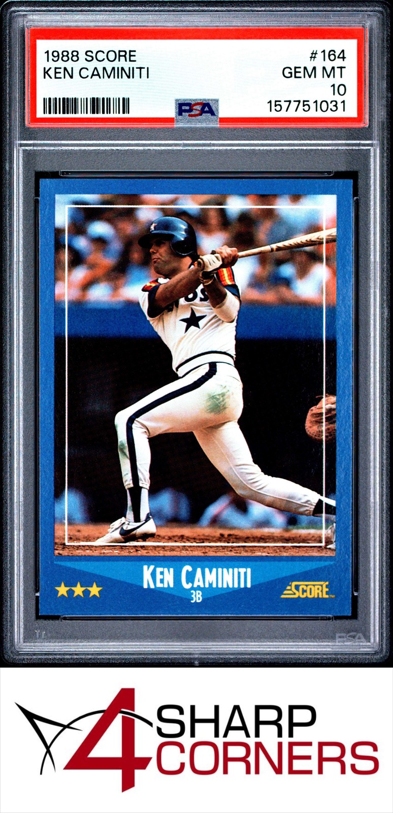 Ken Caminiti #164 Baseball Cards 1988 Score trading card — raw and PSA graded price guide