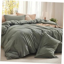 Comforter Set Queen Size Grayish Olive Green - Cotton Fabric with Microfiber