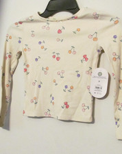 New WONDER NATION IVORY CHERRIES STRETCH TOP sz. 7 girls