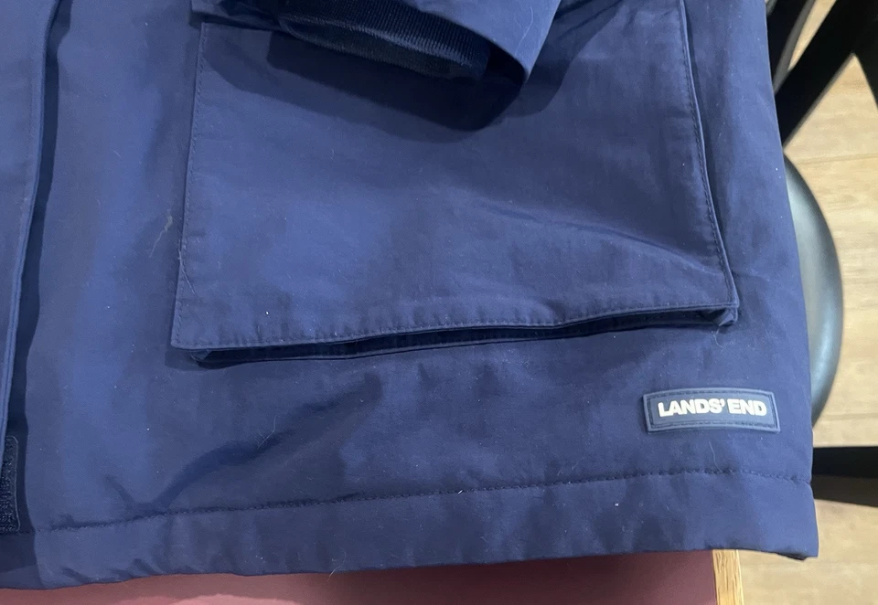 LANDS END Womens Squall Jacket Size XL 16/18 Blue Hooded Waterproof Windproof - Image 3 of 4