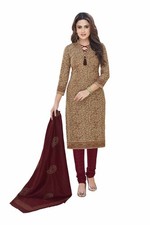 Miraan Printed Unstitched Cotton Dress Material SAN2307,Brown