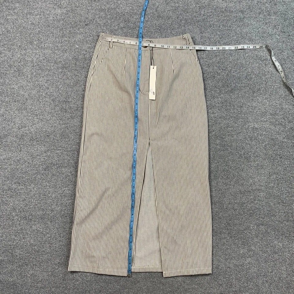 Mustard Seed Skirt Womens L Large White Black Cotton Blend Pin Stripe Slit Front - Image 3 of 4