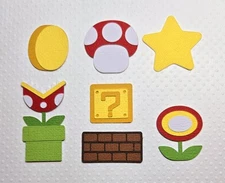 SUPER MARIO Accessories set. Scrapbook, Card making Paper Piecing