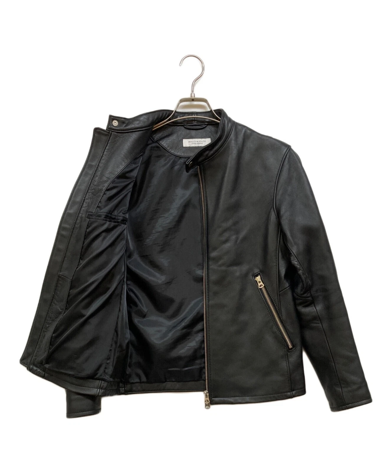 BEAUTY&YOUTH Lambskin Leather Single Riders Jacket Men's Size XS Black image 5