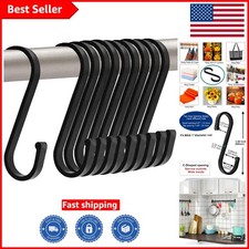 Heavy Duty Matte Black S Hooks - 10 Pack for Kitchen Home Organization