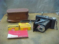 VINTAGE ANSCO VIKING READYSET FOLDING BELLOWS CAMERA W/ ORIGINAL CASE EXTRAS