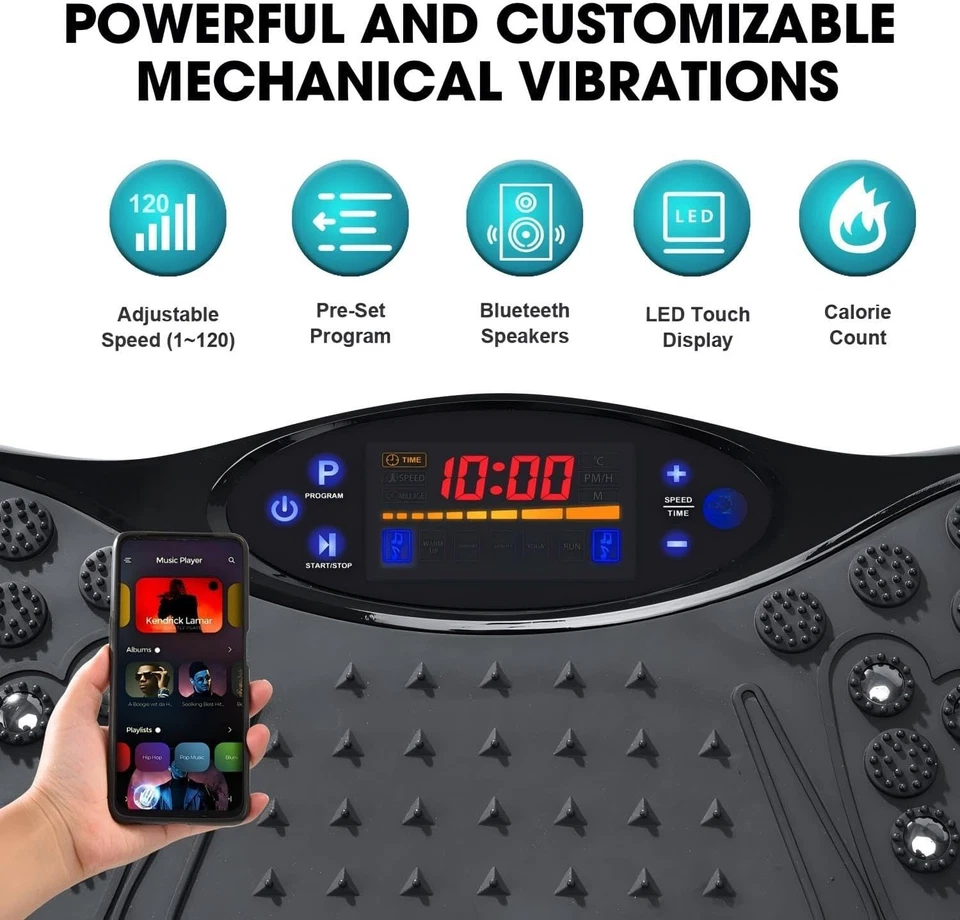 Fitness Vibration Plate Platform for Lymphatic Drainage With Bluetooth Speaker - Image 3 of 4