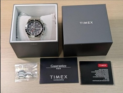 TIMEX Q TW2V69800 40mm Chronograph Uhr 3 Zeitzonen schwarzes Zifferblatt Stah...