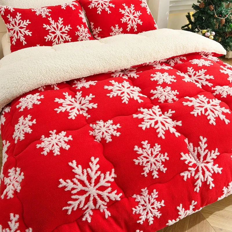 Christmas Style Thick Winter Blanket Bed Soft Warm Snowflake Fleece Comforter - Image 3 of 4