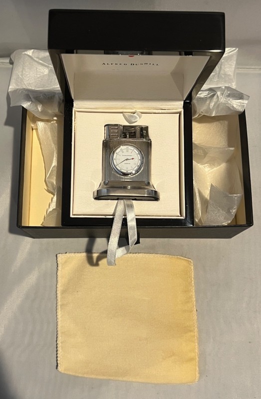 Complete NOS Alfred Dunhill Longitude Clock Lighter #413 of 1300 w/ Book & Case