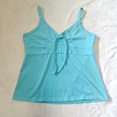 Y2K Women's Turquoise Babydoll Tank Summer Mermaidcore Sz Large Cerulean Blue 
