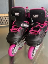 MY X-Skate Girls Adjustable Inline Skates UK 12-1 Black/Pink (TY6988)