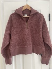 Pink Women s Fleece Collared Rose Blush Quarter Zip Pullover Sweater Size Med