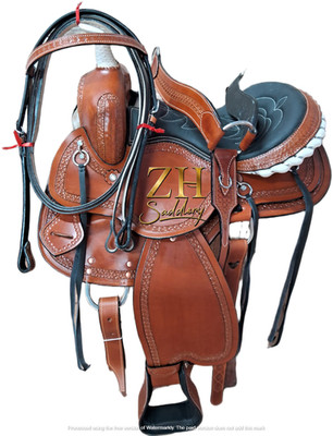 Western Handmade Leather Barrel Racing Horse Saddle Tooled Carved Racer Trail